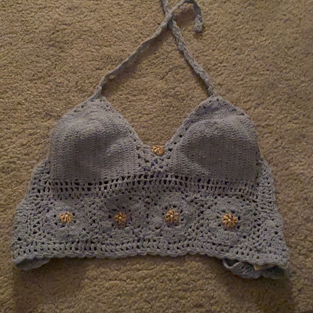 Cornflower Blue Crochet crop top